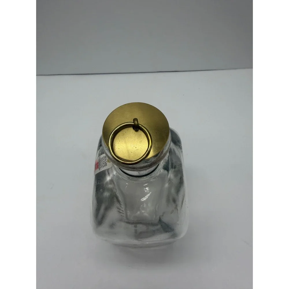 Holmegaard Christmas Decanter 1980s Danish Glass Ice Skating Scene Brass Stopper